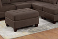 Contemporary Modular Sectional 6Pc Set Living Room Furniture Corner Sectional Black Coffee Linen Like Fabric Tufted Nail Heads 2X Corner Wedge 3X Armless Chair And 1X Ottoman Coffee Wood Primary Living Space Cushion Back Contemporary,Modern Modular