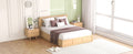 Queen Size Wood Platform Bed With Underneath Storage And 2 Drawers, Wood Color Box Spring Not Required Queen Natural Wood Bedroom Bed Frame Solid Wood Mdf
