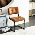 Brown Modern Simple Style Dining Chair Pu Leather Black Metal Pipe Dining Room Furniture Chair Set Of 2 Brown Pu Leather