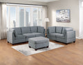 Living Room Furniture Cocktail Ottoman Grey Linen Like Fabric 1Pc Plush Ottoman Wooden Legs Grey Primary Living Space Grey Solid Contemporary,Modern,Transitional Fabric