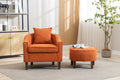 Coolmore Accent Chair With Ottoman, Mid Century Modern Barrel Chair Upholstered Club Tub Round Arms Chair For Living Room Orange Linen