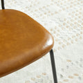 Brown Modern Simple Style Dining Chair Pu Leather Black Metal Pipe Pp Back Dining Room Furniture Chair Set Of 2 Brown Pu Leather