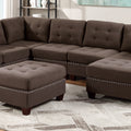 Living Room Furniture Tufted Armless Chair Black Coffee Linen Like Fabric 1Pc Armless Chair Cushion Nail Heads Wooden Legs Coffee Primary Living Space Contemporary,Modern,Transitional Fabric