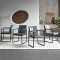 Ligth Grey Modern European Style Dining Chair Pu Leather Black Metal Pipe Dining Room Furniture Chair Set Of 2 Light Grey Pu Leather