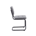 Ligth Grey Modern Simple Style Dining Chair Pu Leather Black Metal Pipe Dining Room Furniture Chair Set Of 2 Light Grey Pu Leather