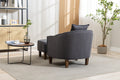 Coolmore Accent Chair With Ottoman, Mid Century Modern Barrel Chair Upholstered Club Tub Round Arms Chair For Living Room Dark Gray Linen
