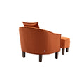 Coolmore Accent Chair With Ottoman, Mid Century Modern Barrel Chair Upholstered Club Tub Round Arms Chair For Living Room Orange Linen