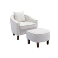 Coolmore Accent Chair With Ottoman, Mid Century Modern Barrel Chair Upholstered Club Tub Round Arms Chair For Living Room Beige Linen