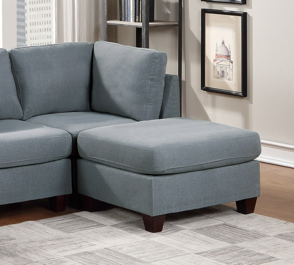 Living Room Furniture Cocktail Ottoman Grey Linen Like Fabric 1Pc Plush Ottoman Wooden Legs Grey Primary Living Space Grey Solid Contemporary,Modern,Transitional Fabric