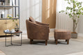Coolmore Accent Chair With Ottoman, Mid Century Modern Barrel Chair Upholstered Club Tub Round Arms Chair For Living Room Coffee Microsuede