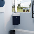 Corner Bathroom Vanity Sink Combo For Small Space Wall Mounted Cabinet Set, Ceramic Sink Bvc05316Nb Navy Blue 2 Bathroom Wall Mounted Modern Plywood