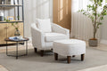 Coolmore Accent Chair With Ottoman, Mid Century Modern Barrel Chair Upholstered Club Tub Round Arms Chair For Living Room Beige Linen