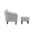 Coolmore Accent Chair With Ottoman, Mid Century Modern Barrel Chair Upholstered Club Tub Round Arms Chair For Living Room Beige Linen