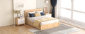 Full Size Wood Platform Bed With Underneath Storage And 2 Drawers, Wood Color Box Spring Not Required Full Natural Wood Bedroom Bed Frame Solid Wood Mdf