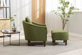 Coolmore Accent Chair With Ottoman, Mid Century Modern Barrel Chair Upholstered Club Tub Round Arms Chair For Living Room Olive Linen