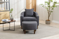 Coolmore Accent Chair With Ottoman, Mid Century Modern Barrel Chair Upholstered Club Tub Round Arms Chair For Living Room Dark Gray Linen