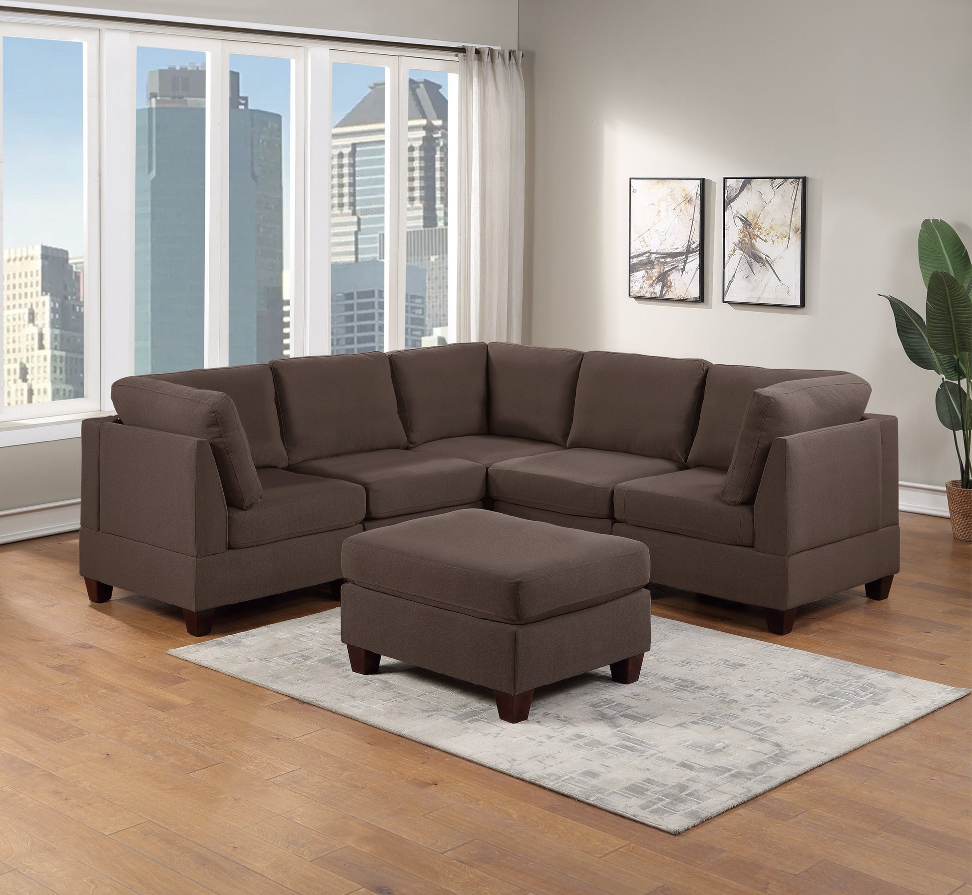 Living Room Furniture Corner Wedge Black Coffee Linen Like Fabric 1Pc Cushion Wedge Sofa Wooden Legs Coffee Primary Living Space Modern,Transitional Fabric