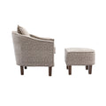 Coolmore Accent Chair With Ottoman, Mid Century Modern Barrel Chair Upholstered Club Tub Round Arms Chair For Living Room Leopard Gray Chenille