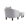 Coolmore Accent Chair With Ottoman, Mid Century Modern Barrel Chair Upholstered Club Tub Round Arms Chair For Living Room Beige Linen