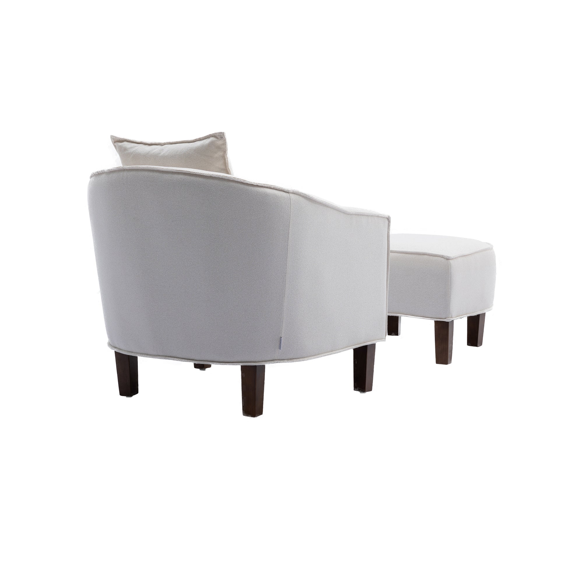 Coolmore Accent Chair With Ottoman, Mid Century Modern Barrel Chair Upholstered Club Tub Round Arms Chair For Living Room Beige Linen
