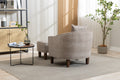 Coolmore Accent Chair With Ottoman, Mid Century Modern Barrel Chair Upholstered Club Tub Round Arms Chair For Living Room Leopard Gray Chenille