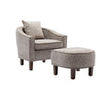 Coolmore Accent Chair With Ottoman, Mid Century Modern Barrel Chair Upholstered Club Tub Round Arms Chair For Living Room Leopard Gray Chenille