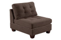 Contemporary Modular Sectional 6Pc Set Living Room Furniture Corner Sectional Black Coffee Linen Like Fabric Tufted Nail Heads 2X Corner Wedge 3X Armless Chair And 1X Ottoman Coffee Wood Primary Living Space Cushion Back Contemporary,Modern Modular