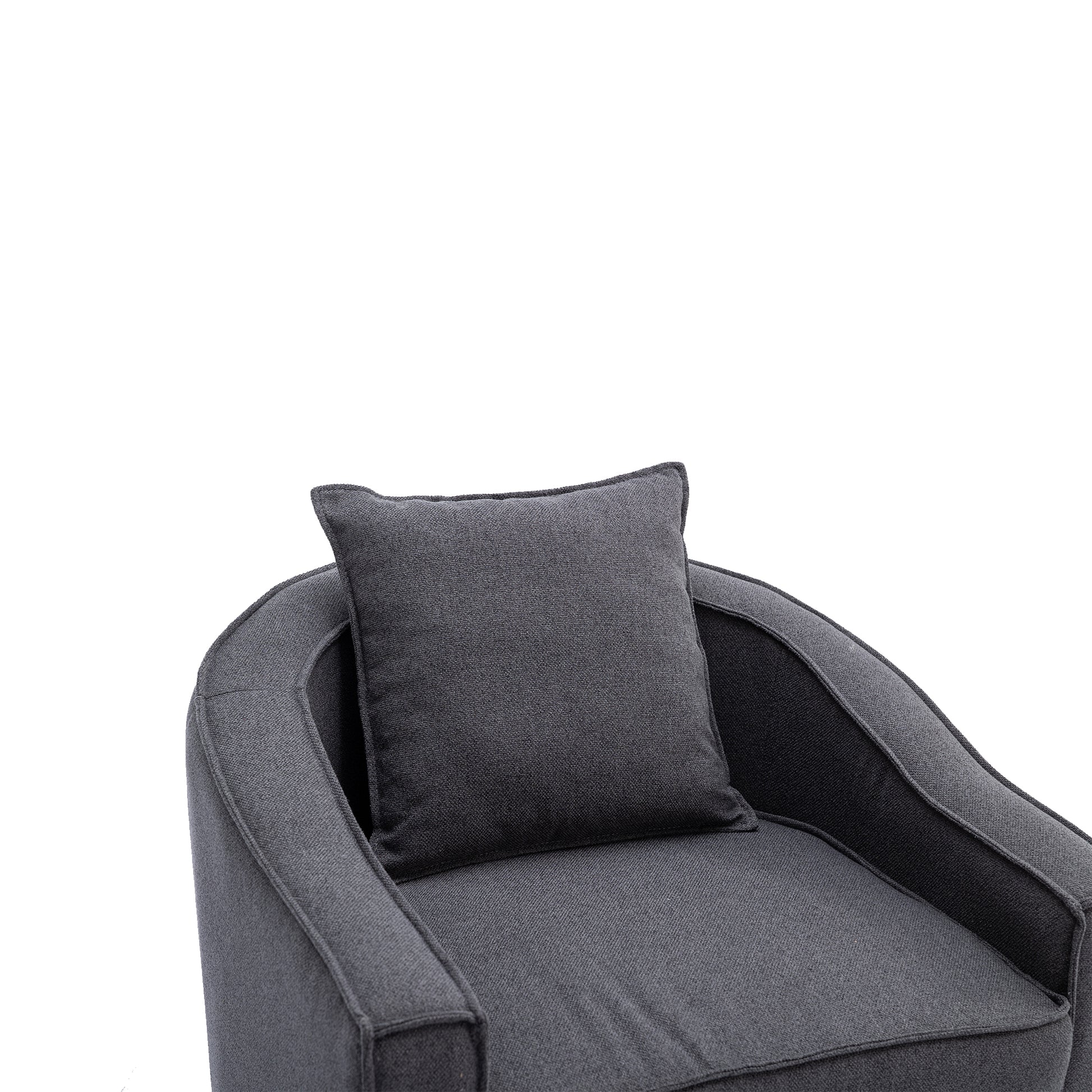 Coolmore Accent Chair With Ottoman, Mid Century Modern Barrel Chair Upholstered Club Tub Round Arms Chair For Living Room Dark Gray Linen