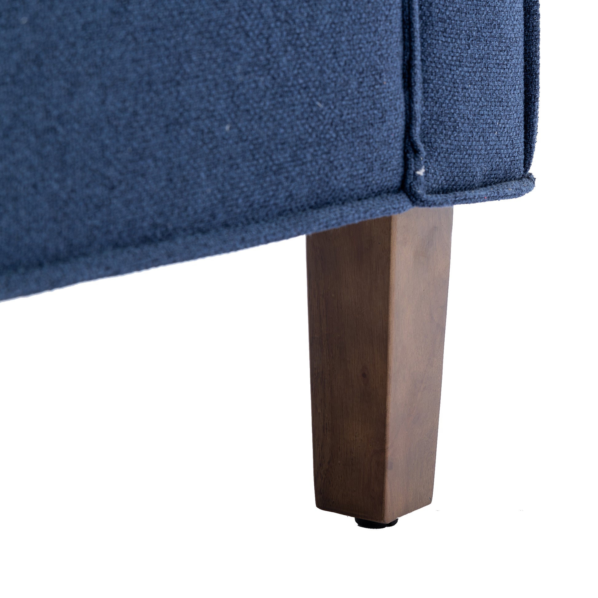 Coolmore Accent Chair With Ottoman, Mid Century Modern Barrel Chair Upholstered Club Tub Round Arms Chair For Living Room Navy Linen