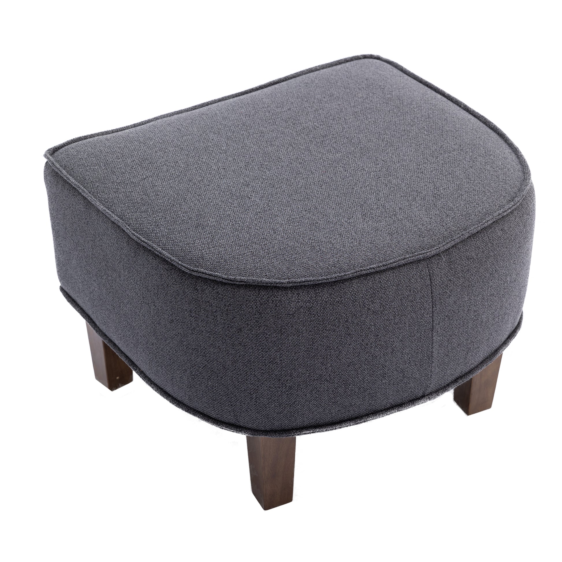 Coolmore Accent Chair With Ottoman, Mid Century Modern Barrel Chair Upholstered Club Tub Round Arms Chair For Living Room Dark Gray Linen
