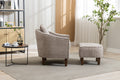 Coolmore Accent Chair With Ottoman, Mid Century Modern Barrel Chair Upholstered Club Tub Round Arms Chair For Living Room Leopard Gray Chenille