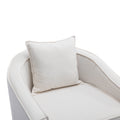 Coolmore Accent Chair With Ottoman, Mid Century Modern Barrel Chair Upholstered Club Tub Round Arms Chair For Living Room Beige Linen