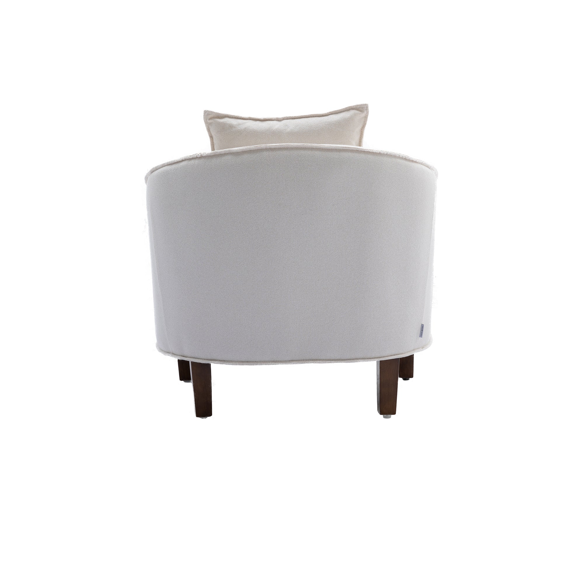 Coolmore Accent Chair With Ottoman, Mid Century Modern Barrel Chair Upholstered Club Tub Round Arms Chair For Living Room Beige Linen