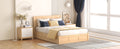 Full Size Wood Platform Bed With Underneath Storage And 2 Drawers, Wood Color Box Spring Not Required Full Natural Wood Bedroom Bed Frame Solid Wood Mdf
