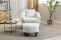 Coolmore Accent Chair With Ottoman, Mid Century Modern Barrel Chair Upholstered Club Tub Round Arms Chair For Living Room Beige Linen