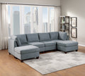 Modular Sectional 6Pc Set Living Room Furniture U Sectional Couch Grey Linen Like Fabric 2X Corner Wedge 2X Armless Chairs And 2X Ottomans Grey Wood Primary Living Space Cushion Back Modern,Transitional Modular Fabric 6 Seat