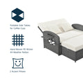Pe Wicker Rattan Double Chaise Lounge, 2 Person Reclining Daybed With Adjustable Back And Cushions, Free Furniture Protection Cover, White Yes Complete Patio Set White Water Resistant Frame Water Resistant Cushion Garden & Outdoor Casual Sofa Seating
