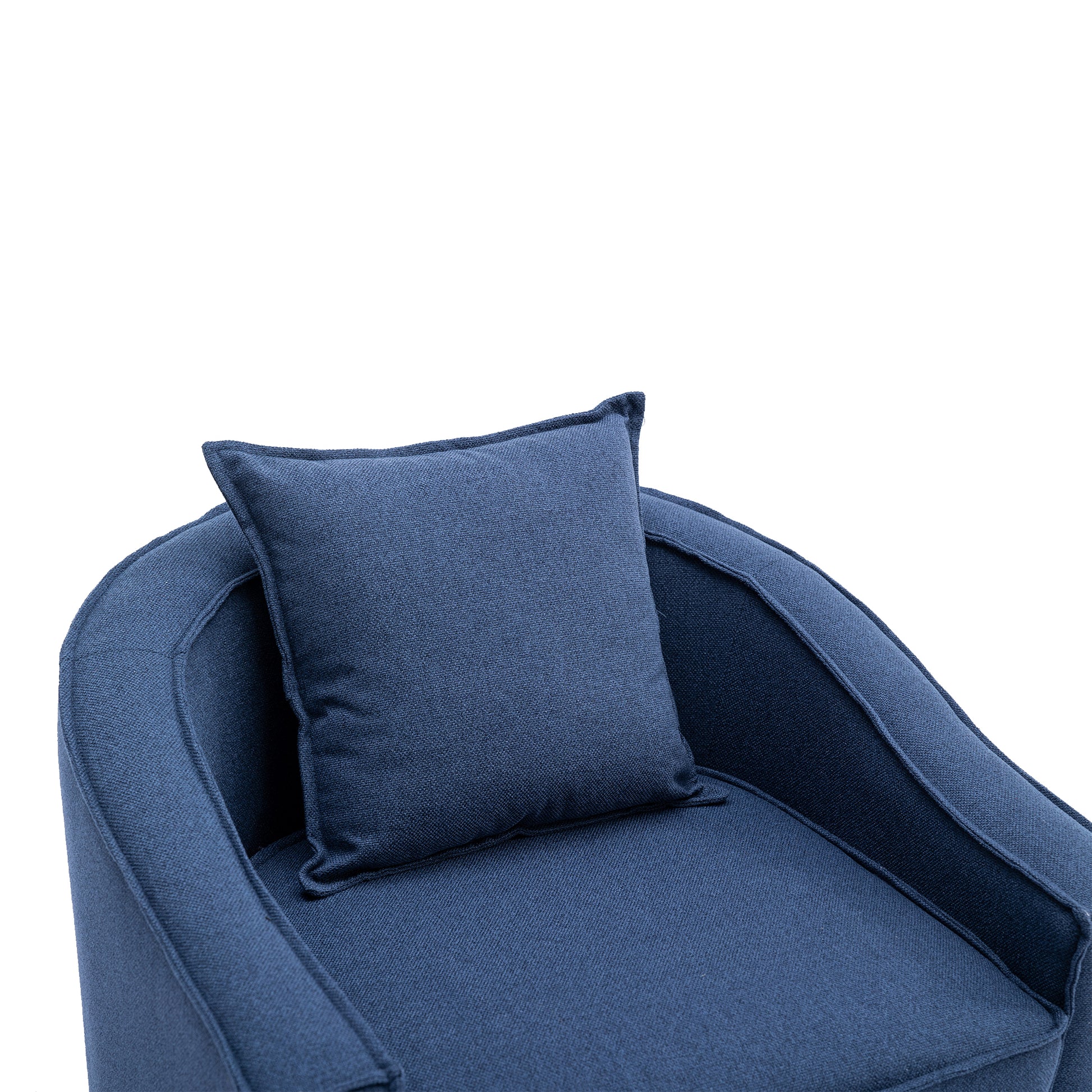 Coolmore Accent Chair With Ottoman, Mid Century Modern Barrel Chair Upholstered Club Tub Round Arms Chair For Living Room Navy Linen