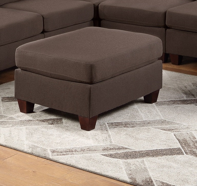 Modular Sofa Set 6Pc Set Living Room Furniture Sofa Loveseat Couch Black Coffee Linen Like Fabric 4X Corner Wedge 1X Armless Chair And 1X Ottoman Coffee Primary Living Space Cushion Back