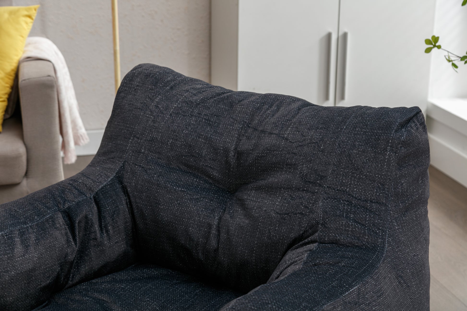 010 Soft Velvet Fabric Bean Bag Chair Filled With Memory Sponge,Dark Gray Dark Gray Velvet Primary Living Space Soft Modern Foam Velvet
