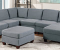 Modular Sectional 9Pc Set Living Room Furniture Corner Sectional Couch Grey Linen Like Fabric 3X Corner Wedge 4X Armless Chairs And 2X Ottomans Grey Wood Primary Living Space Cushion Back Modern,Transitional Modular Fabric 9 Seat