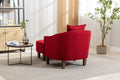 Coolmore Accent Chair With Ottoman, Mid Century Modern Barrel Chair Upholstered Club Tub Round Arms Chair For Living Room Red Linen