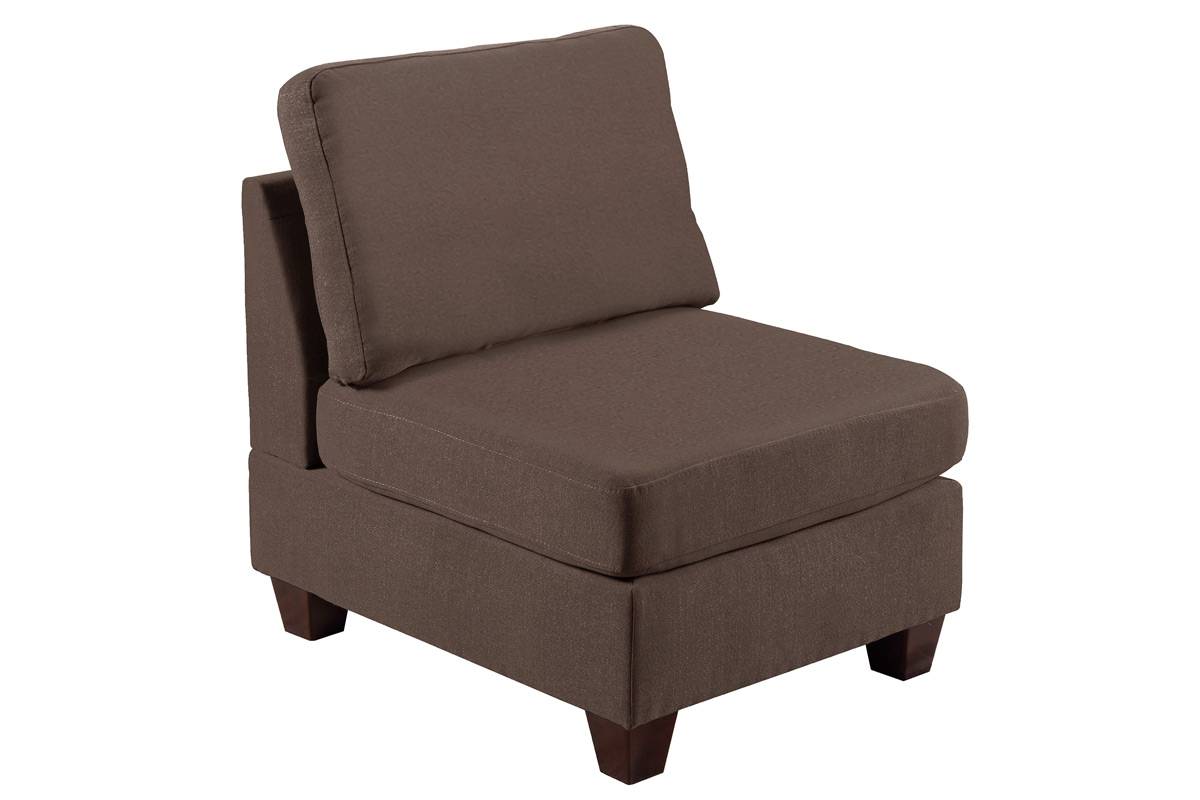 Modular Sectional 6Pc Set Living Room Furniture L Sectional Black Coffee Linen Like Fabric 2X Corner Wedge 2X Armless Chairs And 2X Ottomans Coffee Wood Primary Living Space Cushion Back
