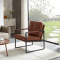 Red Brown Pu Leather Leisure Black Metal Frame Recliner Chair For Living Room And Bedroom Furniture Brown Pu Leather
