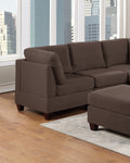 Modular Sectional 6Pc Set Living Room Furniture Corner Sectional Couch Grey Linen Like Fabric 3X Corner Wedge 2X Armless Chairs And 1X Ottoman Coffee Wood Primary Living Space Cushion Back