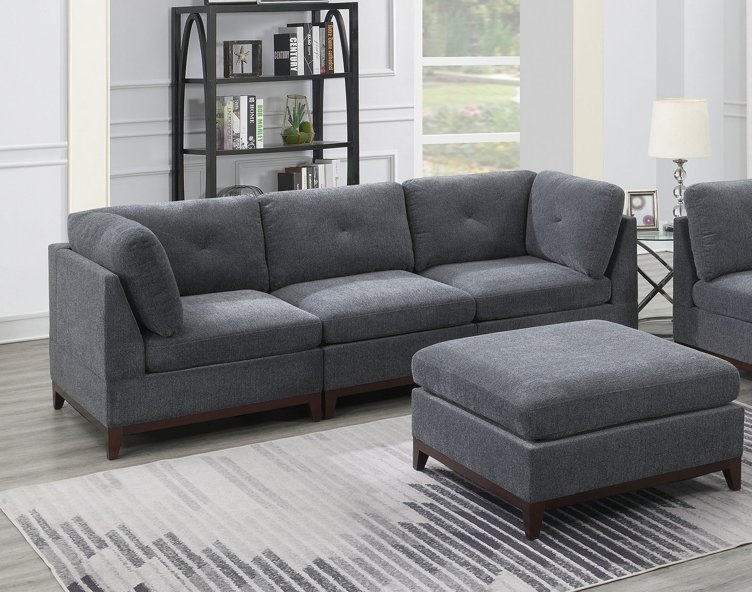 Modular Living Room Furniture Armless Chair Ash Chenille Fabric 1Pc Cushion Armless Chair Couch. Gray Wash Primary Living Space Contemporary,Modern Chenille