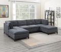 Ash Grey Chenille Fabric Modular Sectional 6Pc Set Living Room Furniture U Sectional Couch 2X Corner Wedge 2X Armless Chairs And 2X Ottomans Tufted Back. Gun Ash Chenille Wood Primary Living Space Cushion Back Contemporary,Modern Modular Chenille 6 Seat