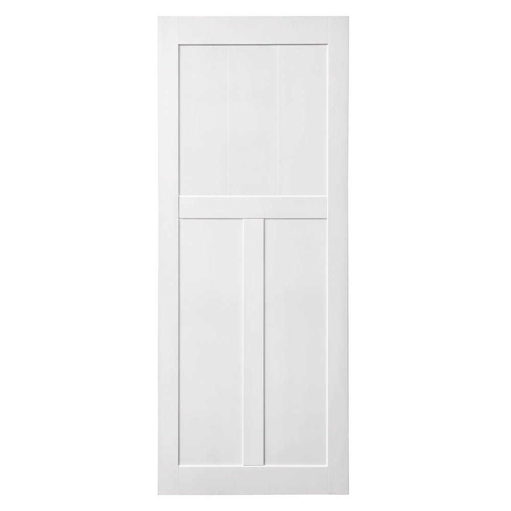 30" X 80" "T" Style Real Primed Door Slab, Diy Panel Door, Modern Interior Barn Door, Water Proof, Anti Deformation, Pre Drilled Ready To Assemble, Suitable For Pre Hung Door And Barn Door White Mdf