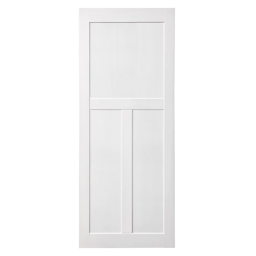 28" X 84" "T" Style Real Primed Door Slab, Diy Panel Door, Modern Interior Barn Door, Water Proof, Anti Deformation, Pre Drilled Ready To Assemble, Suitable For Pre Hung Door And Barn Door White Mdf