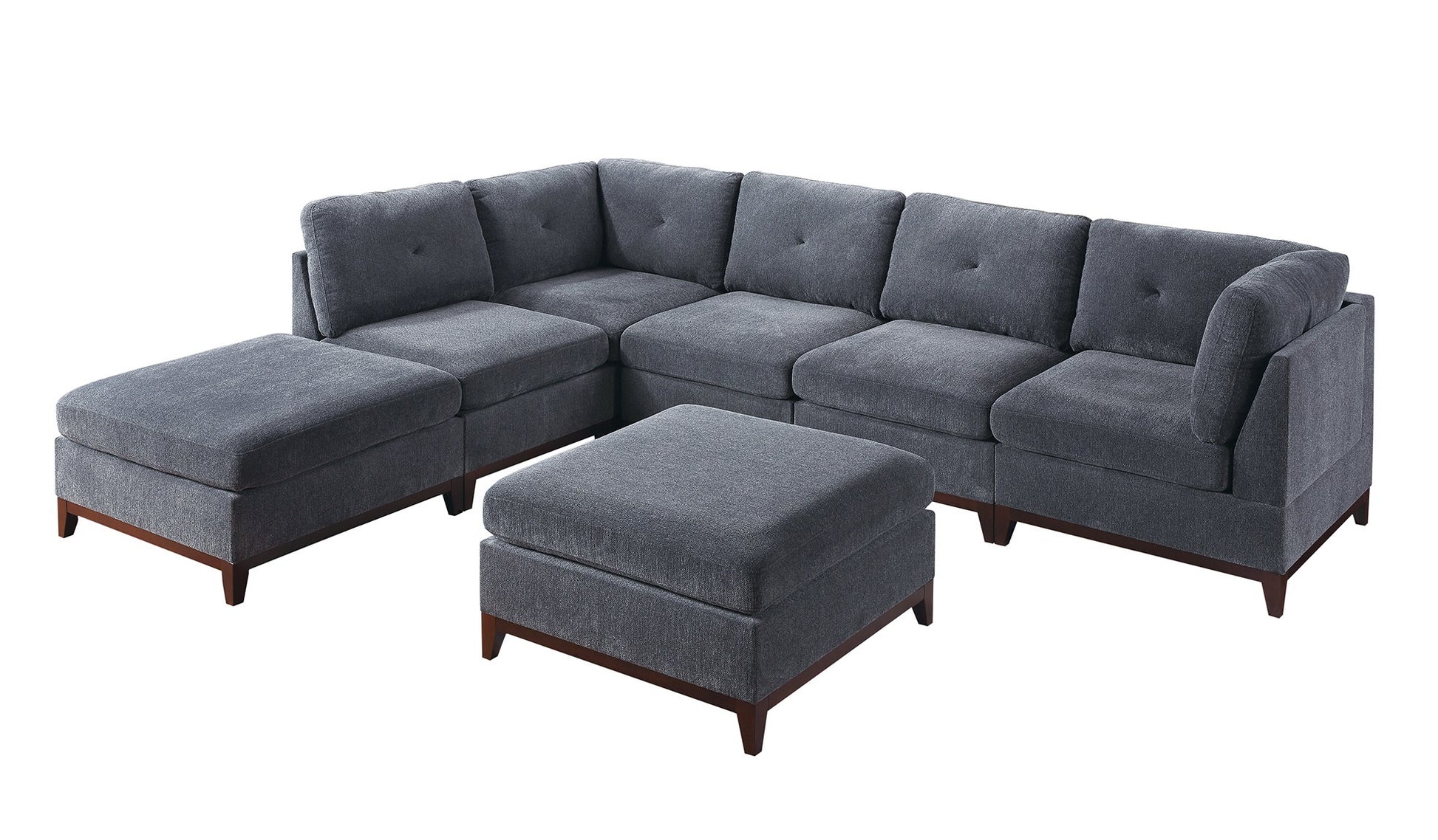 Modular Living Room Furniture Armless Chair Ash Chenille Fabric 1Pc Cushion Armless Chair Couch. Gray Wash Primary Living Space Contemporary,Modern Chenille